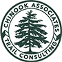 A green circle with the words chinook associates trail consulting in it.